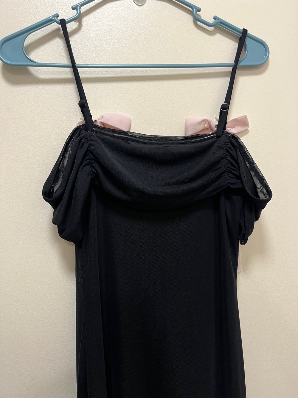 Wild fable Black Off-Shoulder Maxi Dress with Pink Bow Straps Size XS - Picture 11 of 16